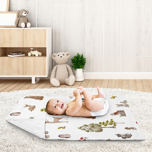 Watercolor Woodland Forest Animals Baby Blanket - alt image 2