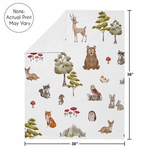 Watercolor Woodland Forest Animals Baby Blanket - alt image 3