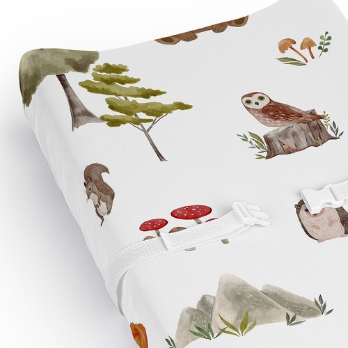 Watercolor Woodland Forest Animals Changing Pad Cover Sheet - alt image 3