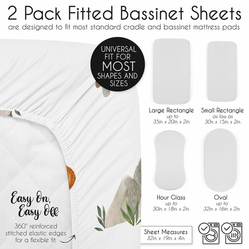 Watercolor Woodland Forest Animals Collection 2 Pack Baby Bassinet Fitted Sheets - alt image 5