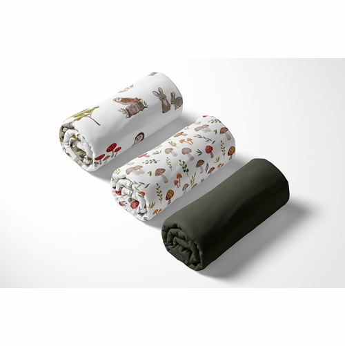 Watercolor Woodland Forest Animals Collection 3 Pack Crib Sheets - alt image 4