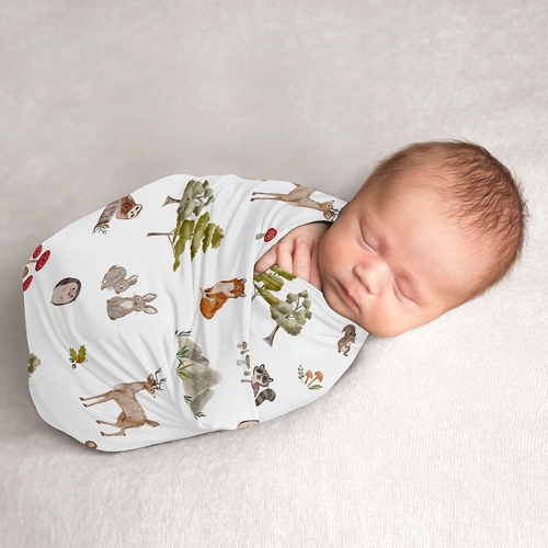 Watercolor Woodland Forest Animals Collection Baby Swaddle Blanket