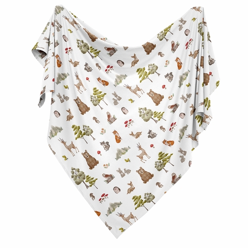 Watercolor Woodland Forest Animals Collection Baby Swaddle Blanket - alt image 1