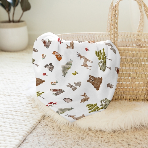 Watercolor Woodland Forest Animals Collection Baby Swaddle Blanket - alt image 3