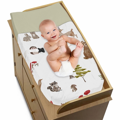 Watercolor Woodland Forest Animals Collection Changing Pad Cover - alt image 2