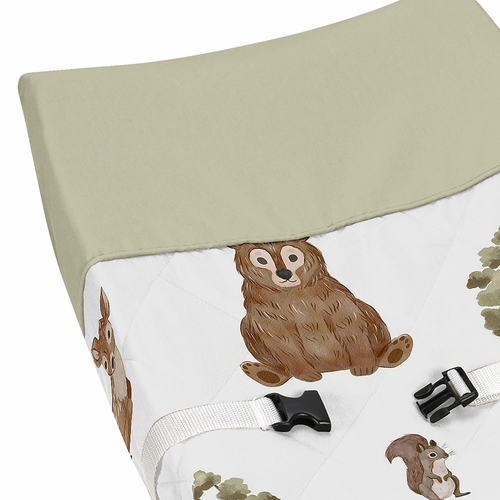 Watercolor Woodland Forest Animals Collection Changing Pad Cover - alt image 3
