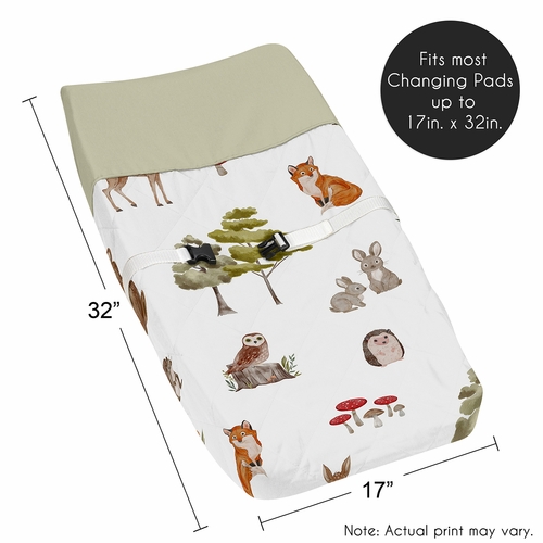 Watercolor Woodland Forest Animals Collection Changing Pad Cover - alt image 4