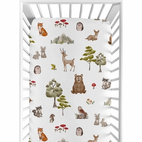 Watercolor Woodland Forest Animals Collection Crib Sheet
