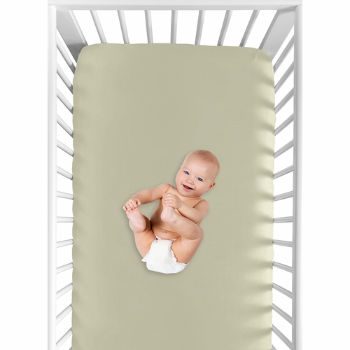 Watercolor Woodland Forest Animals Collection Crib Sheet - Solid Sage Green - alt image 3