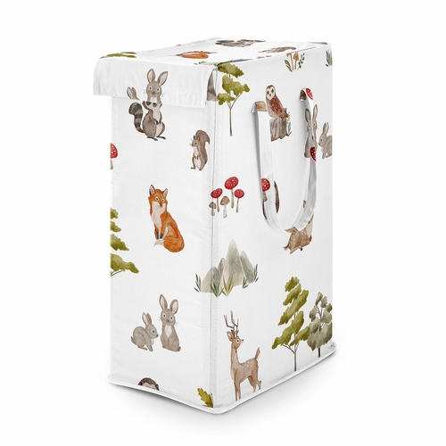Watercolor Woodland Forest Animals Collection Laundry Hamper with Handles