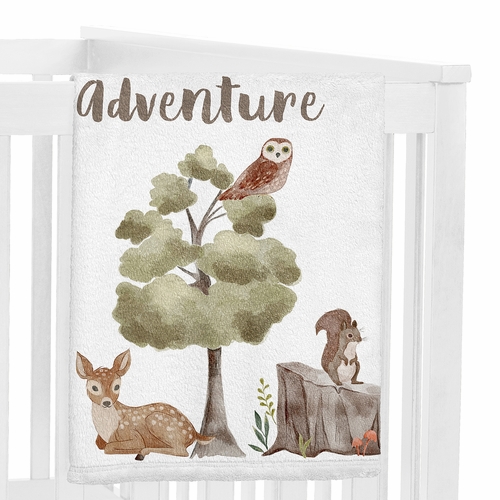 Watercolor Woodland Forest Animals Collection Monthly Milestone Baby Blanket - alt image 2