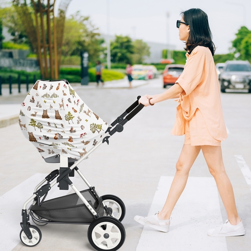 Watercolor Woodland Forest Animals Collection Multi Use Baby Car Seat and Nursing Cover - alt image 2