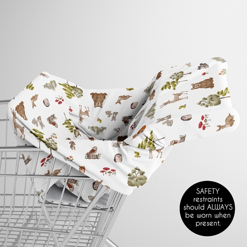 Watercolor Woodland Forest Animals Collection Multi Use Baby Car Seat and Nursing Cover - alt image 3