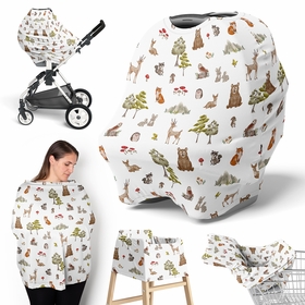 Watercolor Woodland Forest Animals Collection Multi Use Baby Car Seat and Nursing Cover