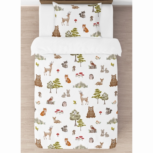 Watercolor Woodland Forest Animals Collection Twin Bedding - alt image 2