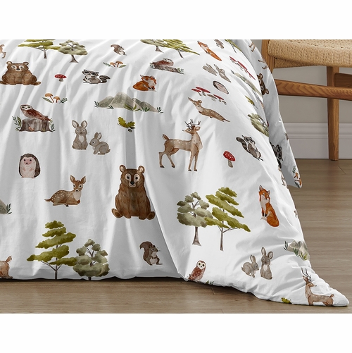 Watercolor Woodland Forest Animals Collection Twin Bedding - alt image 5