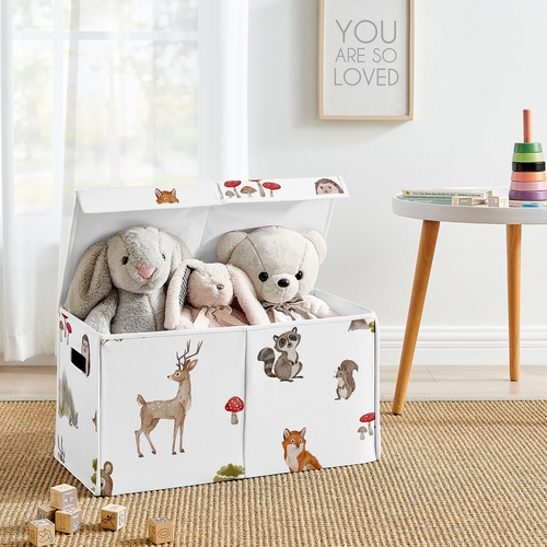 Watercolor Woodland Forest Animals Fabric Toy Bin Storage - alt image 1