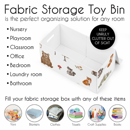 Watercolor Woodland Forest Animals Fabric Toy Bin Storage - alt image 4