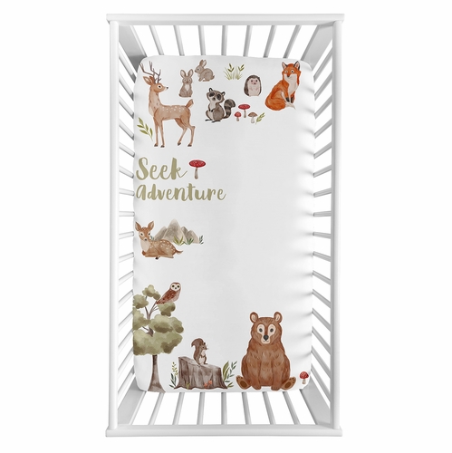 Watercolor Woodland Forest Animals Photo Op Crib Sheet - alt image 1