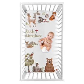 Watercolor Woodland Forest Animals Photo Op Crib Sheet
