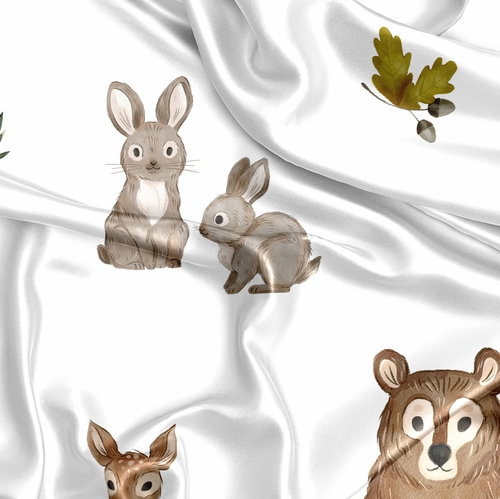 Watercolor Woodland Forest Animals Satin Fitted Crib Sheet - alt image 1