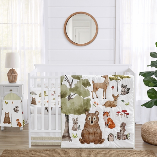 Watercolor Woodland Forest Animals Sweet Jojo Designs 6 Piece Crib Bedding + BreathableBaby Breathable Mesh Liner