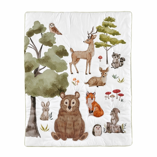 Watercolor Woodland Forest Animals Sweet Jojo Designs 6 Piece Crib Bedding + BreathableBaby Breathable Mesh Liner - alt image 3