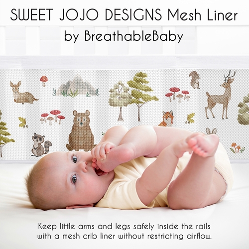 Watercolor Woodland Forest Animals Sweet Jojo Designs + BreathableBaby Breathable Mesh Crib Liner - alt image 2