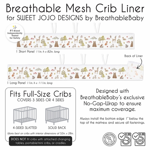Watercolor Woodland Forest Animals Sweet Jojo Designs + BreathableBaby Breathable Mesh Crib Liner - alt image 5