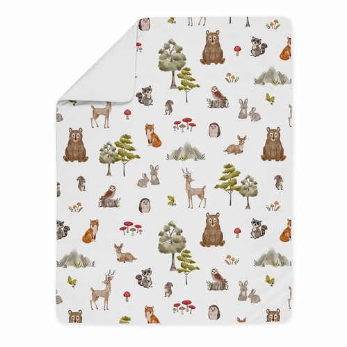 Watercolor Woodland Forest Animals Toddler Bedding - alt image 3