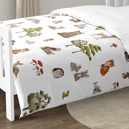 Watercolor Woodland Forest Animals Toddler Bedding - alt image 5