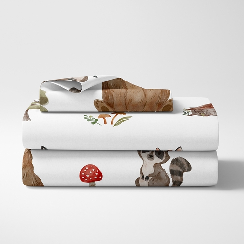 Watercolor Woodland Forest Animals Twin Sheet Set - alt image 1