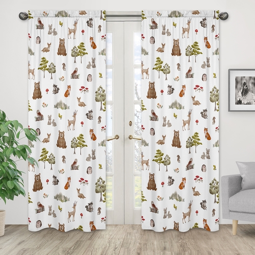 Watercolor Woodland Forest Animals Window Panels - Set of 2 - alt image 1