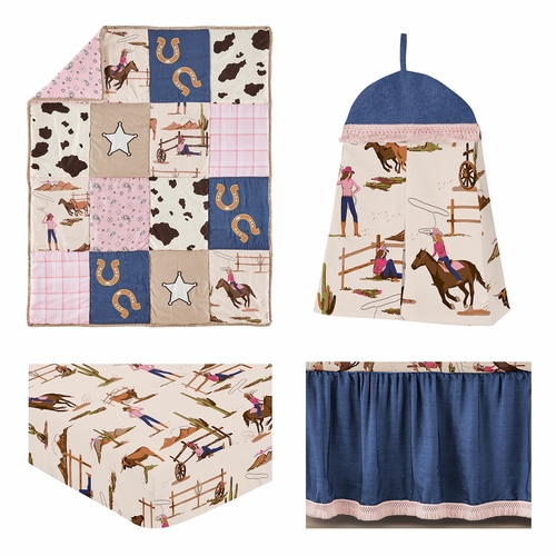 Western Cowgirl Collection 4 Piece Crib Bedding