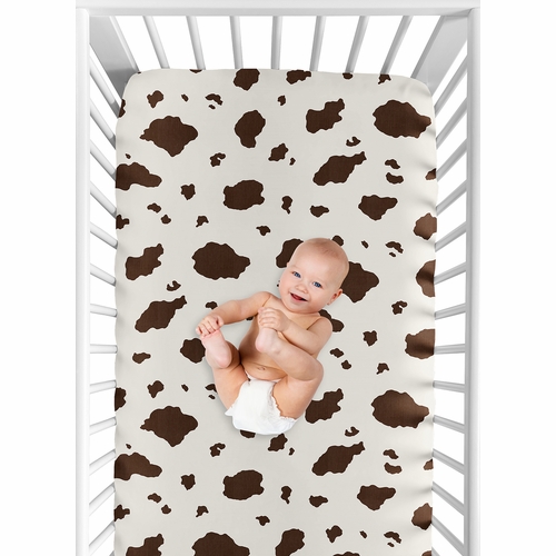 Western Cowgirl Collection Crib Sheet - Cow Print - alt image 3
