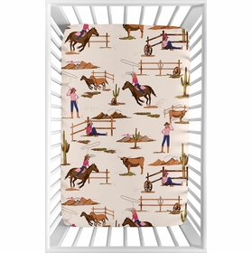 Western Cowgirl Collection Mini Crib Sheet