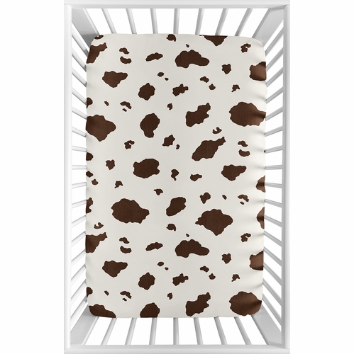 Western Cowgirl Collection Mini Crib Sheet - Cow Print