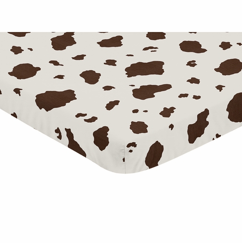 Western Cowgirl Collection Mini Crib Sheet - Cow Print - alt image 1