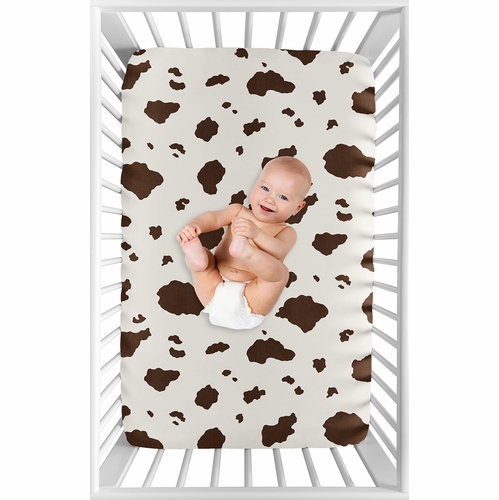 Western Cowgirl Collection Mini Crib Sheet - Cow Print - alt image 2