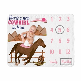 Western Cowgirl Collection Monthly Milestone Baby Blanket