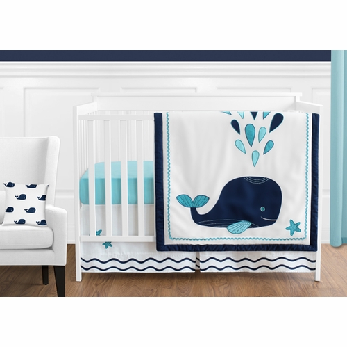 Whale 11 Piece Bumperless Crib Bedding Collection