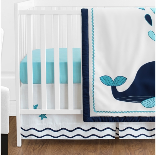 Whale 11 Piece Bumperless Crib Bedding Collection - alt image 1