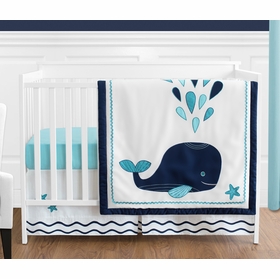 Whale 4 Piece Bumperless Crib Bedding Collection