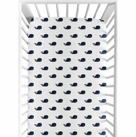 Whale Collection Crib Sheet - Mini Whale Print