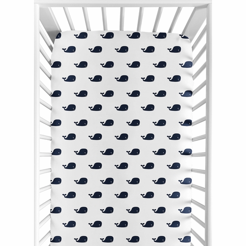 Whale Collection Crib Sheet - Mini Whale Print
