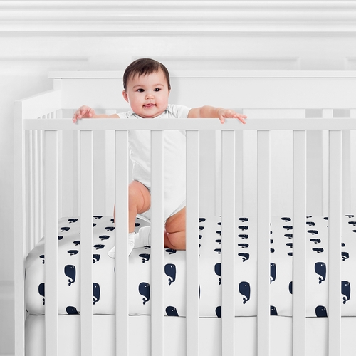 Whale Collection Crib Sheet - Mini Whale Print - alt image 1