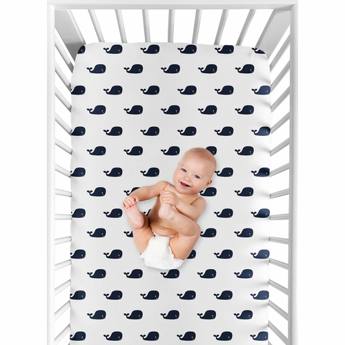 Whale Collection Crib Sheet - Mini Whale Print - alt image 3