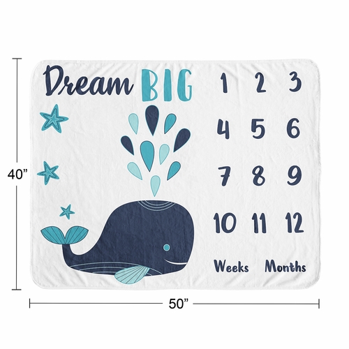 Whale Collection Monthly Milestone Baby Blanket - alt image 3