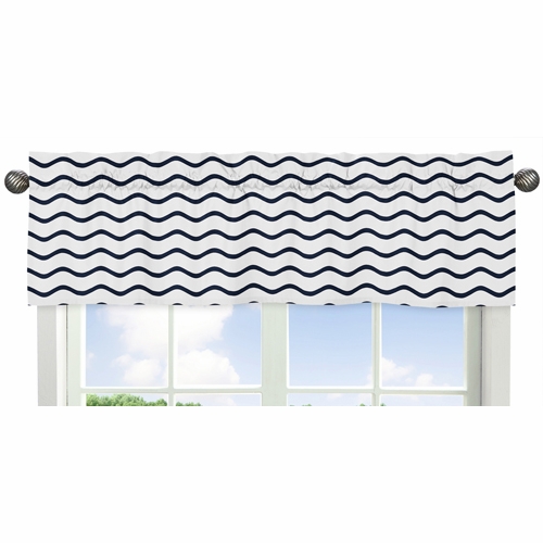 Whale Collection Window Valance - Chevron Wave Print