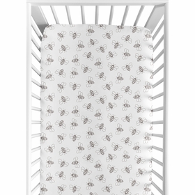 White and Grey Bees Collection Crib Sheet